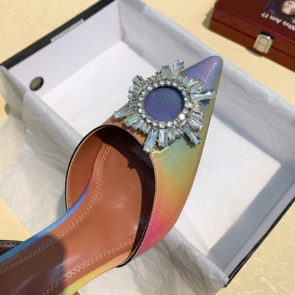 Dam Sandaler Slingback Spetsig Tå PU-latex 9,5 cm Klack-3