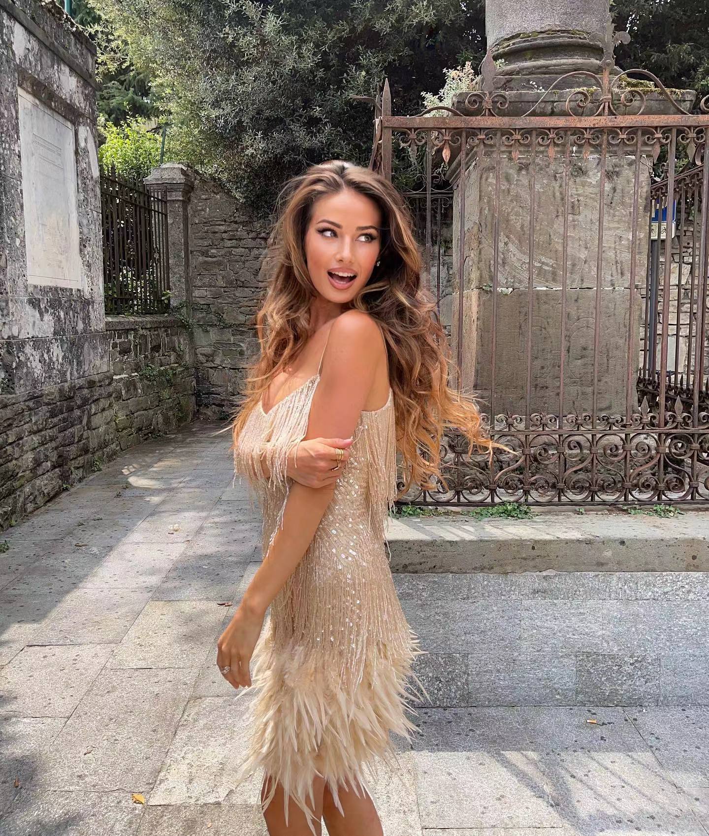 Kvinnors Mini Klänning med Paljetter och Fjädrar Elastan Akryl Viskos-6