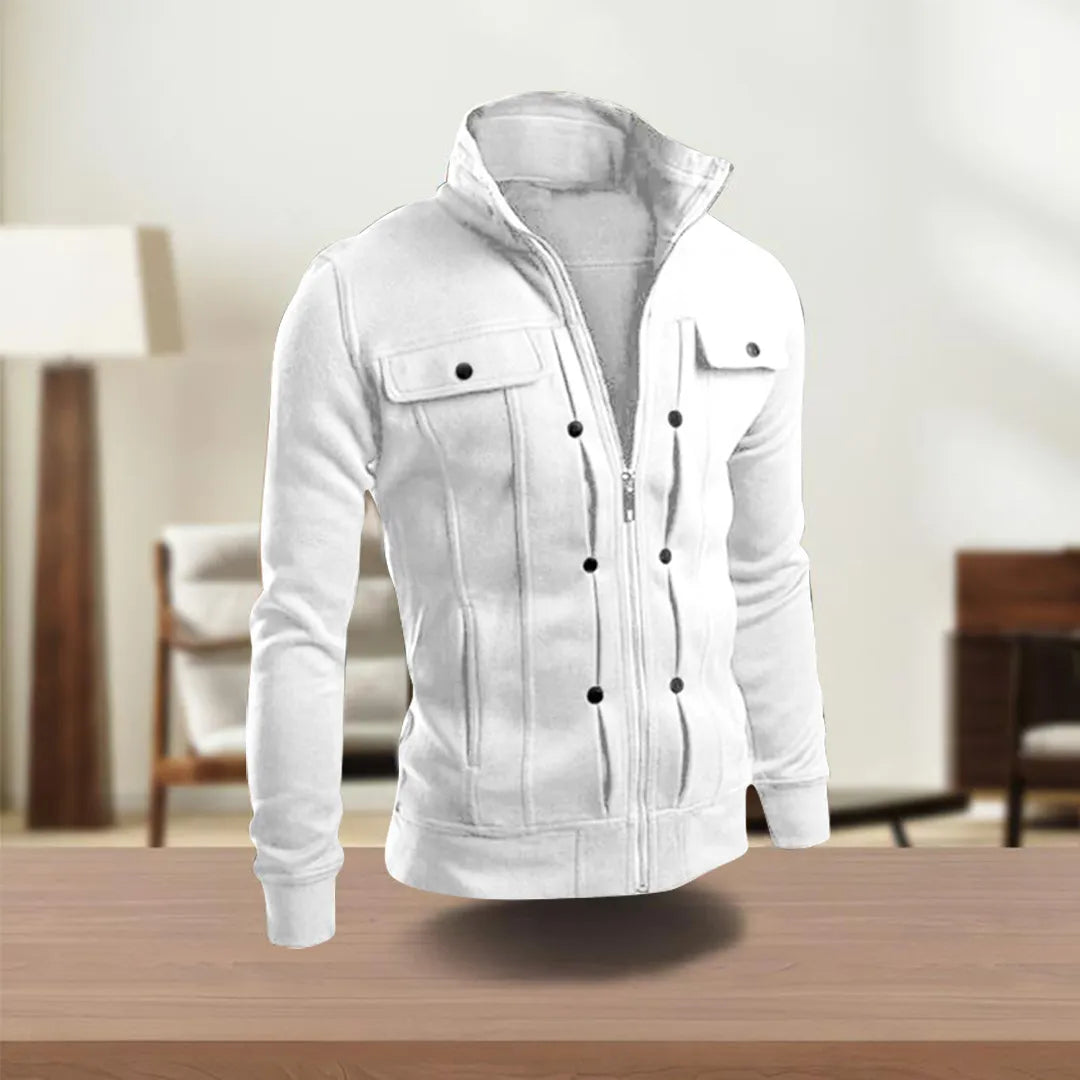 Herr Fritidsjacka Elegant Polyester Med Funktionella Fickor 7