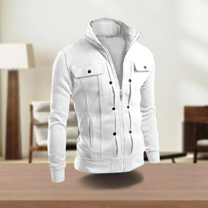 Herr Fritidsjacka Elegant Polyester Med Funktionella Fickor 7