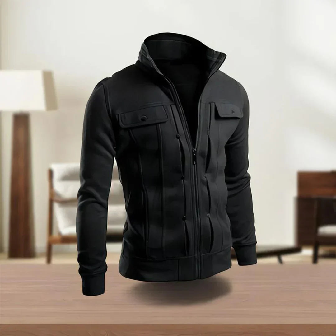 Herr Fritidsjacka Elegant Polyester Med Funktionella Fickor 6
