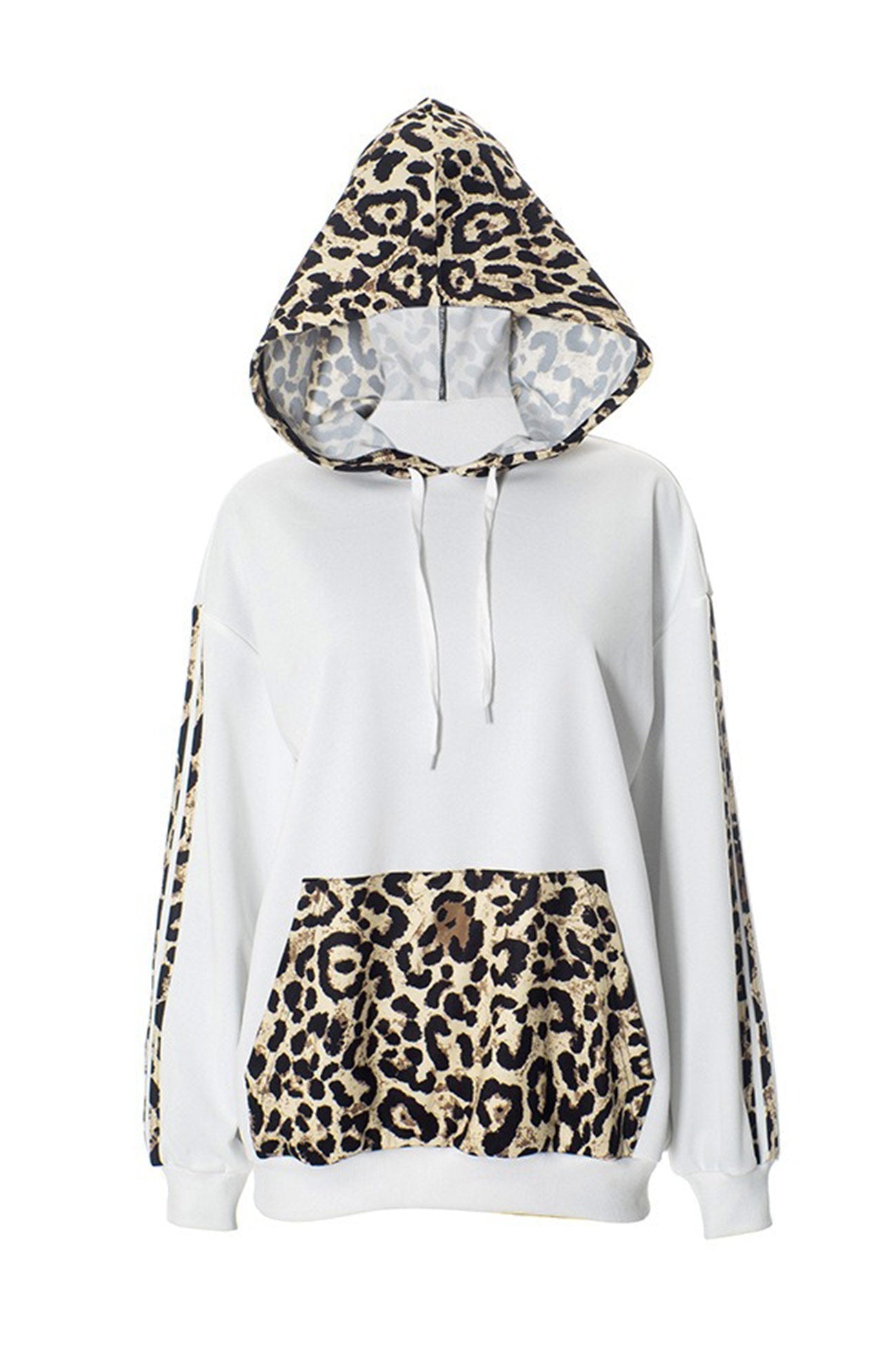 Stickad Dam Tröja Leopardmönster Lös Passform 100% Bomull 2