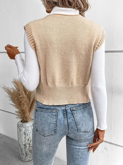 Stickad Dam Tröja V-ringad med Knappar Klassisk Design Mjuk Blandningsfiber 1