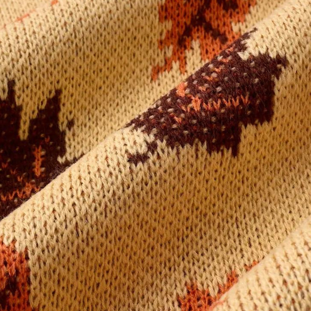 Stickad Dam Tröja med Bladmönster i Andningsbart Material 4