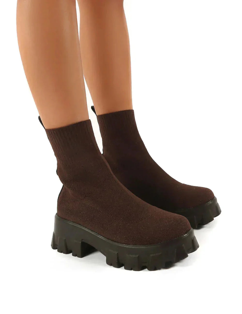Damstövlar Sock Boot Tygdesign Hög Klack-3
