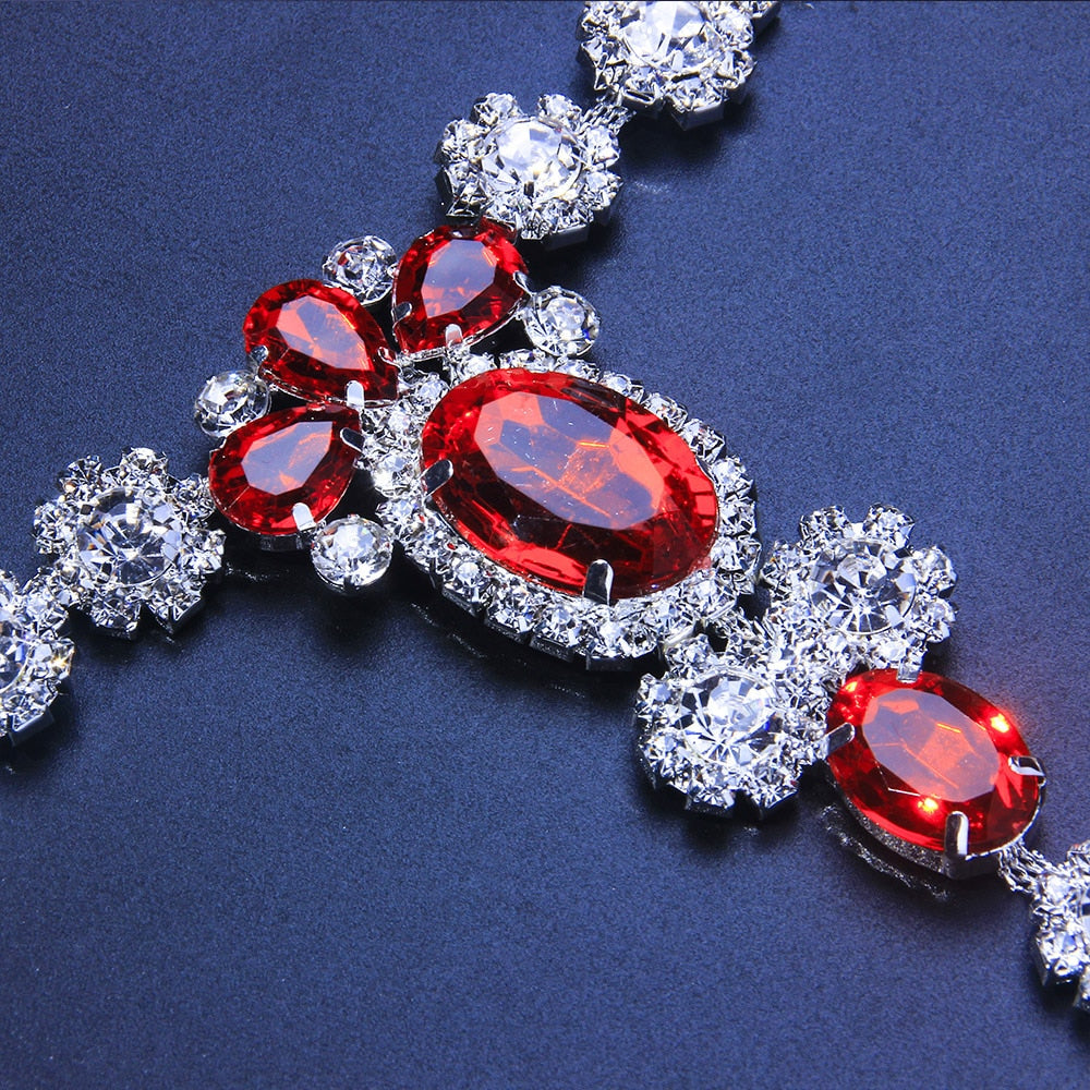 Dam G-sträng Justerbar med Röd Strass Högkvalitativ Rhinestone 4