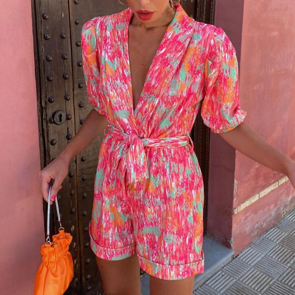 Variant image for Dam Jumpsuit Monokrom Korta Ärmar Högkvalitativt Tyg-10