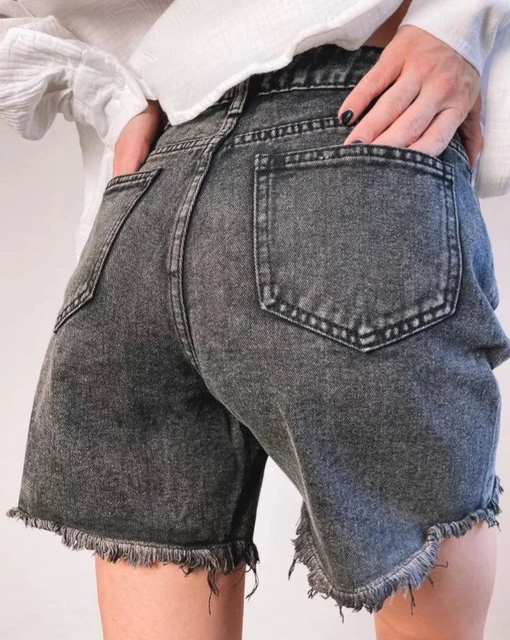 Dam Denimshorts Hög Midja i 100% Bomull 4