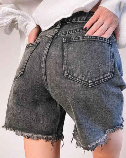 Dam Denimshorts Hög Midja i 100% Bomull 4