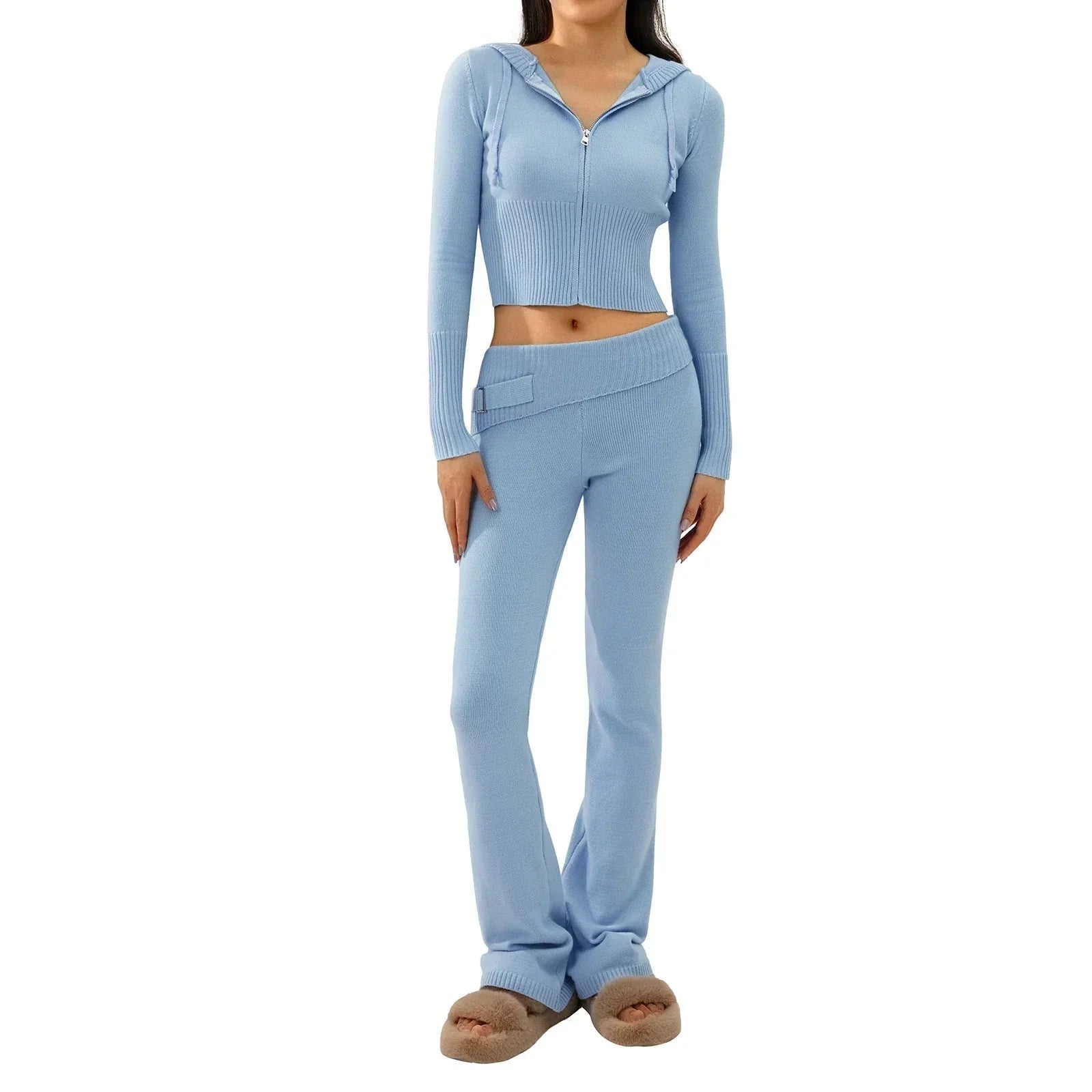 Variant image for Dam Loungewear Set Med Huva Och Dragkedja 100% Bomull-13