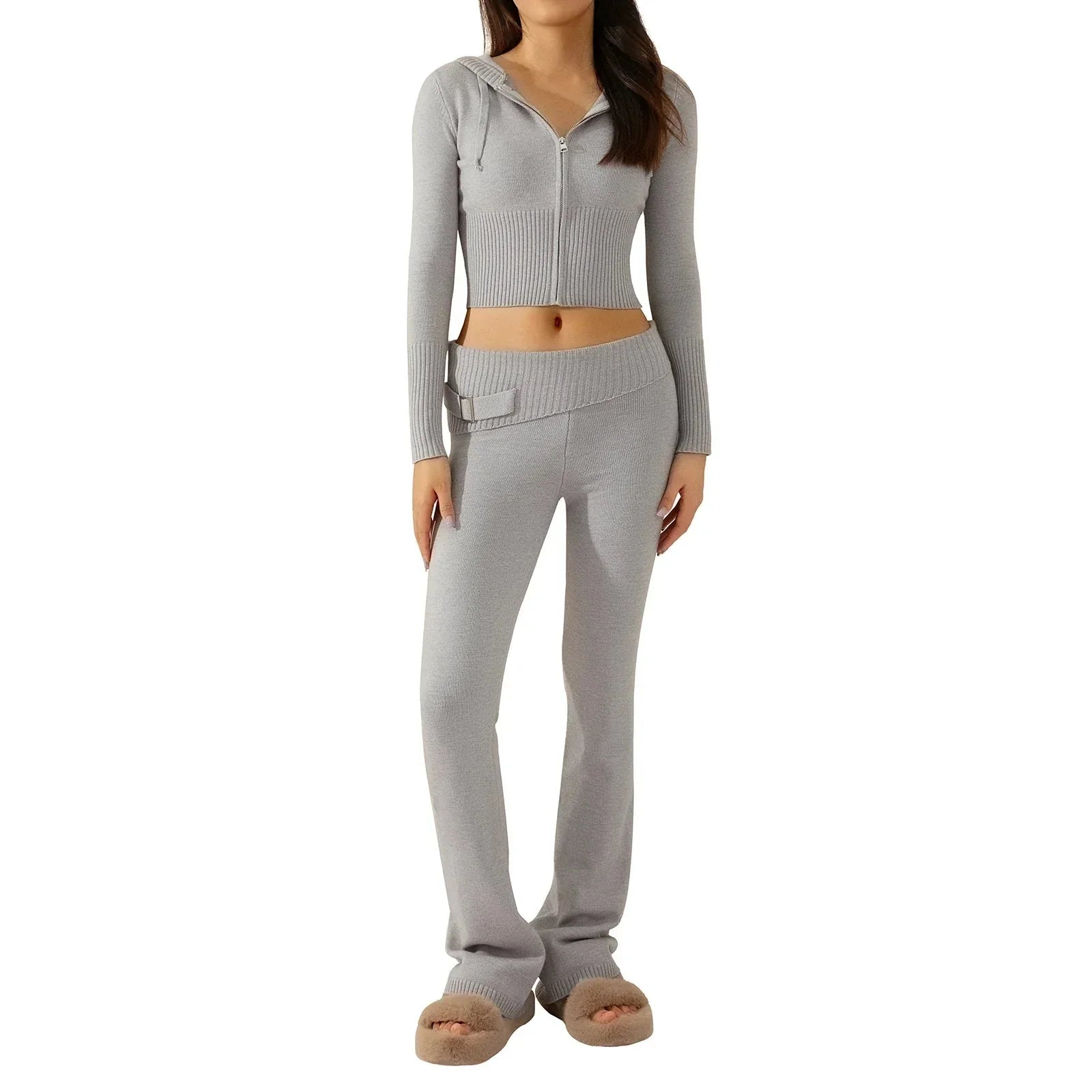 Variant image for Dam Loungewear Set Med Huva Och Dragkedja 100% Bomull-16
