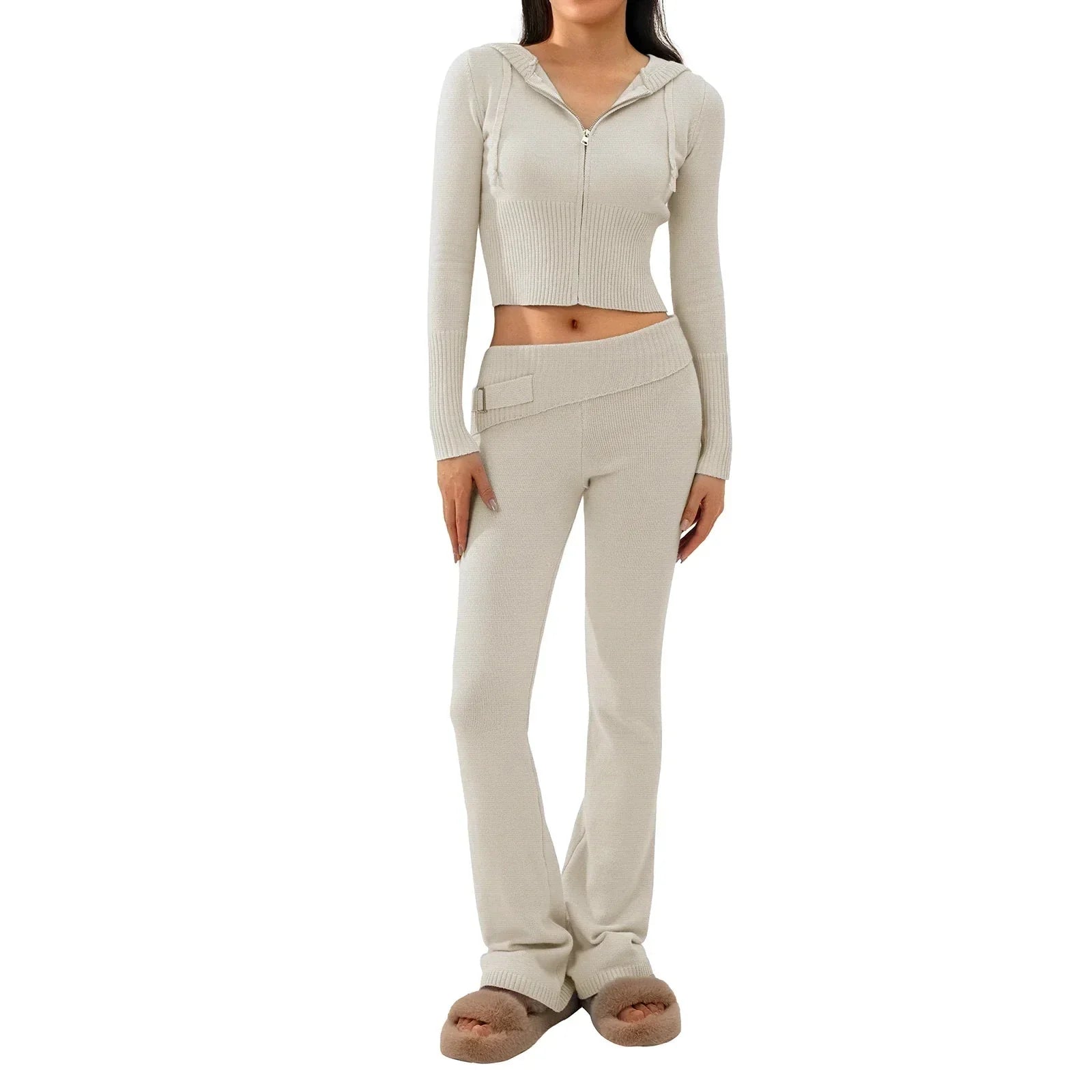Variant image for Dam Loungewear Set Med Huva Och Dragkedja 100% Bomull-7