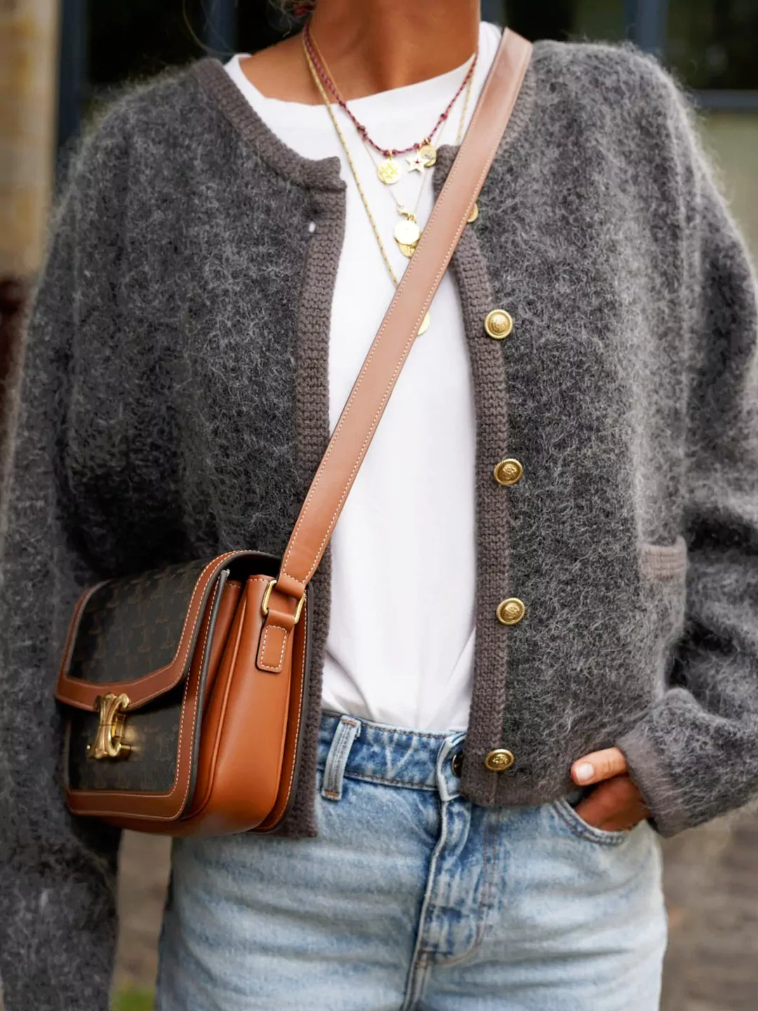 Dam Väst Fluffig Loose Fit Bomull Polyester med Knappar-3