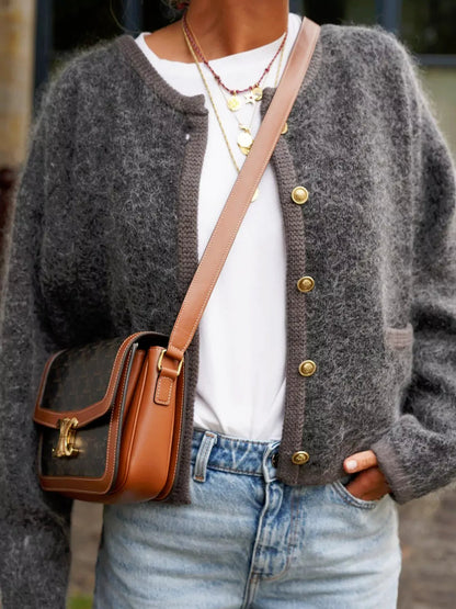 Dam Väst Fluffig Loose Fit Bomull Polyester med Knappar-3