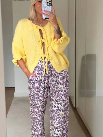 Dam Väst Med Bindande Bälte Polyester Avslappnad Stil-5