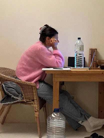 Kvinnors Kofta Med Knappdetaljer Mjuk Tygblandning-5