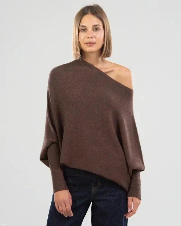 Dam Tröja Asymmetrisk Långärmad Mjuk Textil 16