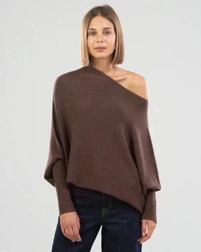 Dam Tröja Asymmetrisk Långärmad Mjuk Textil 16