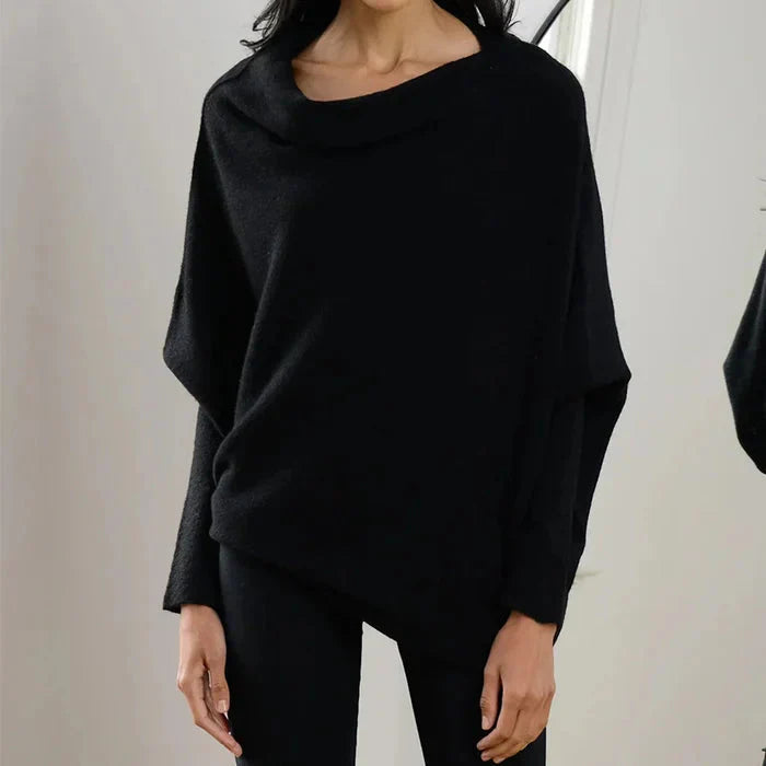 Dam Tröja Asymmetrisk Långärmad Mjuk Textil 9