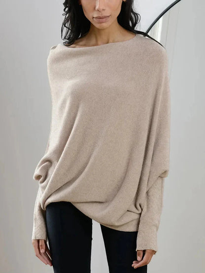 Dam Tröja Asymmetrisk Långärmad Mjuk Textil 5