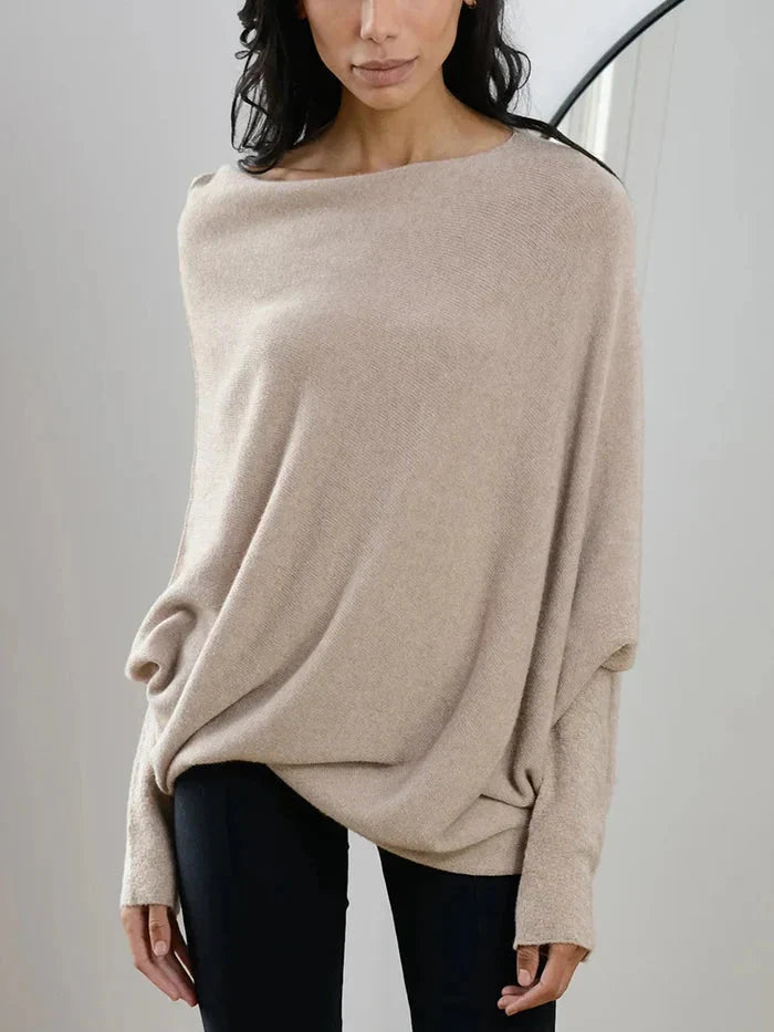 Dam Tröja Asymmetrisk Långärmad Mjuk Textil 11