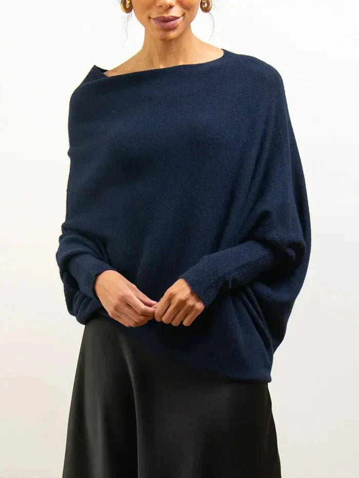 Dam Tröja Asymmetrisk Långärmad Mjuk Textil 13