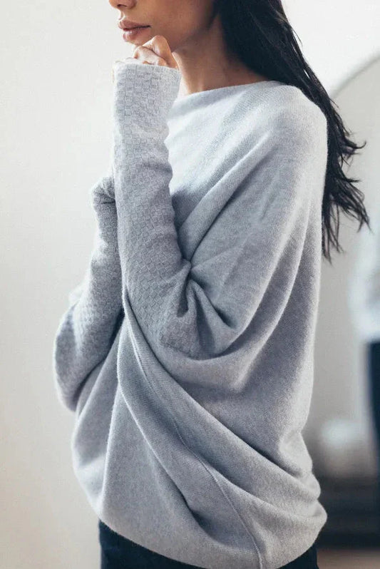 Dam Tröja Asymmetrisk Långärmad Mjuk Textil 1