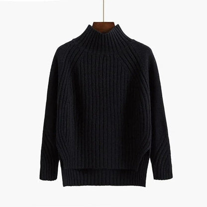Kvinnors Turtleneck Tröja Ribbad Akryl-2