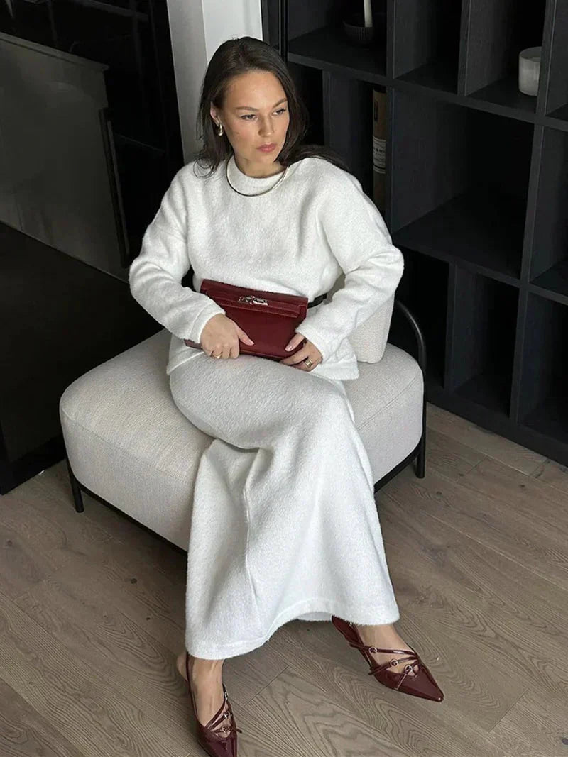 Variant image for Kvinnors Tvådelad Outfit Cirkeltröja Sjöjungfru Kjol Mjuk Blandning-2