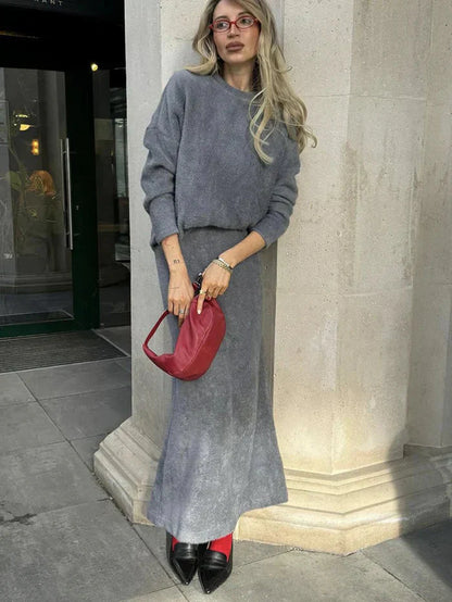 Variant image for Kvinnors Tvådelad Outfit Cirkeltröja Sjöjungfru Kjol Mjuk Blandning-3