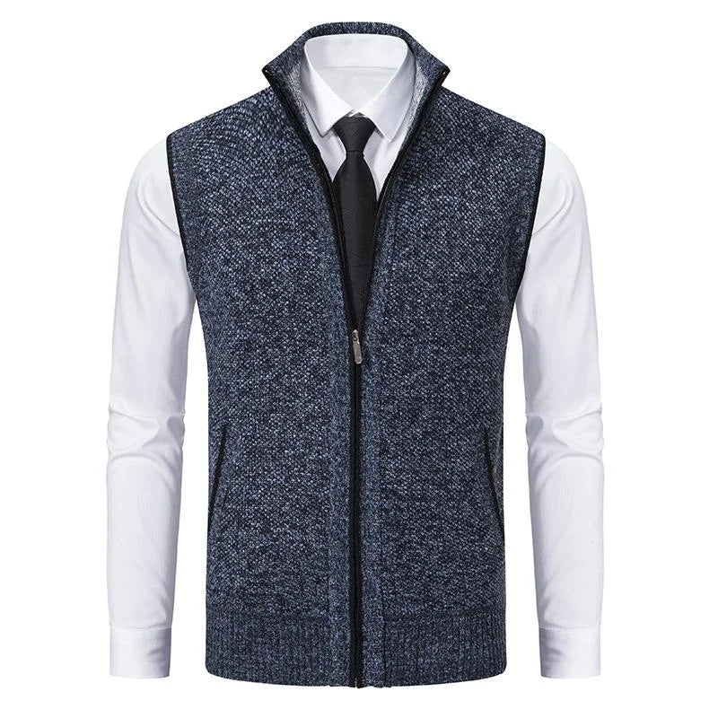 Herr Väst Dragkedja Mjuk Polyester Elegant Stil-2