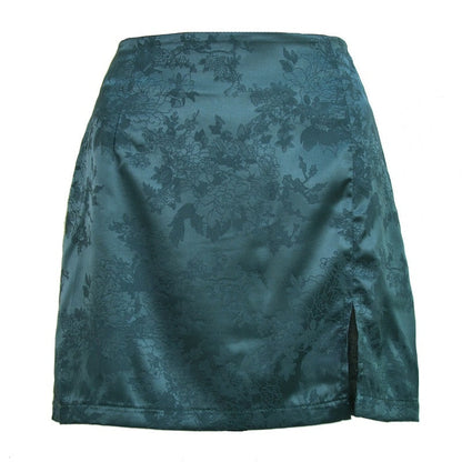 Dam Minikjol Blommönstrad A-linje Satin 6