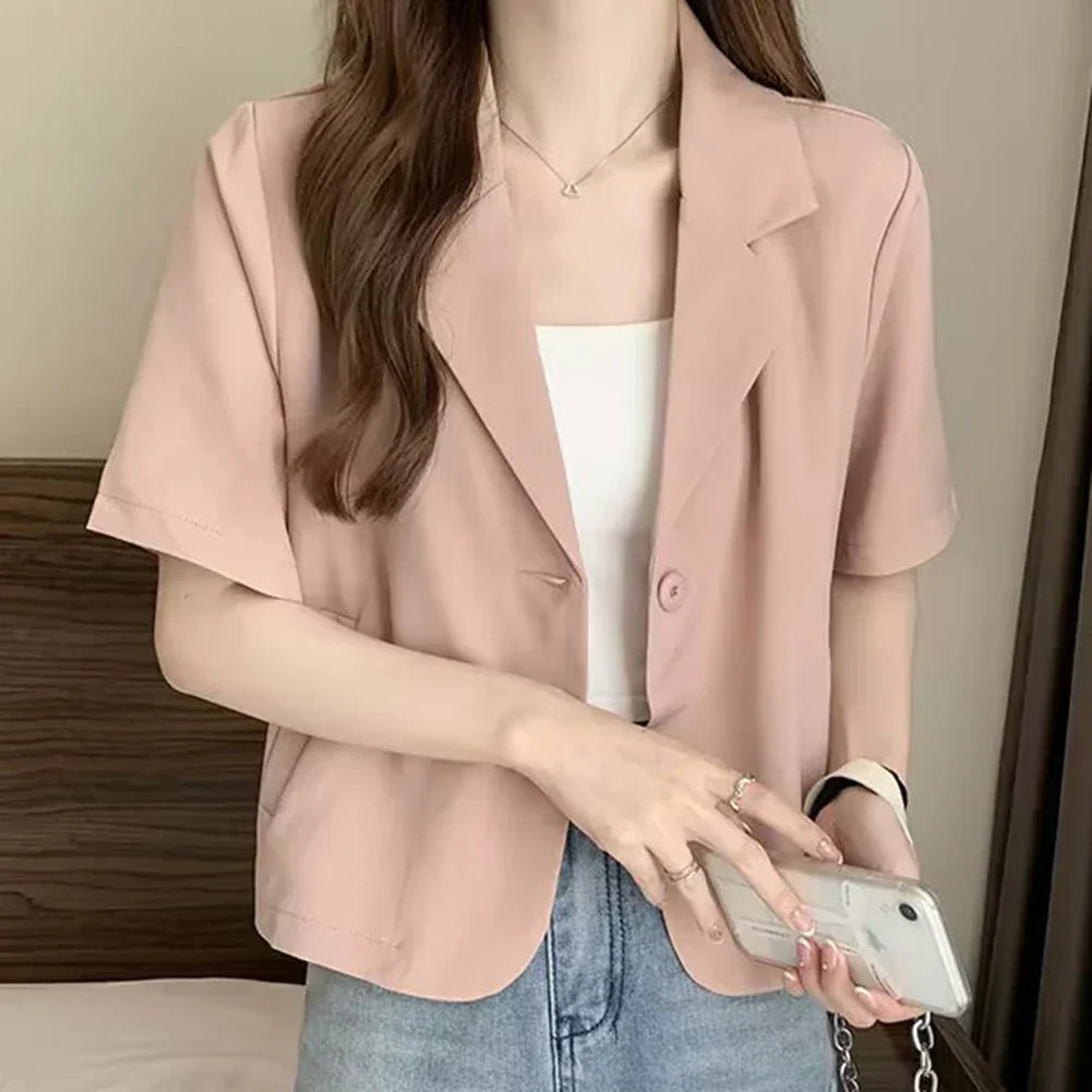 Dam Blazer Korta Ärmar Polyester Elegant och Mångsidig 2