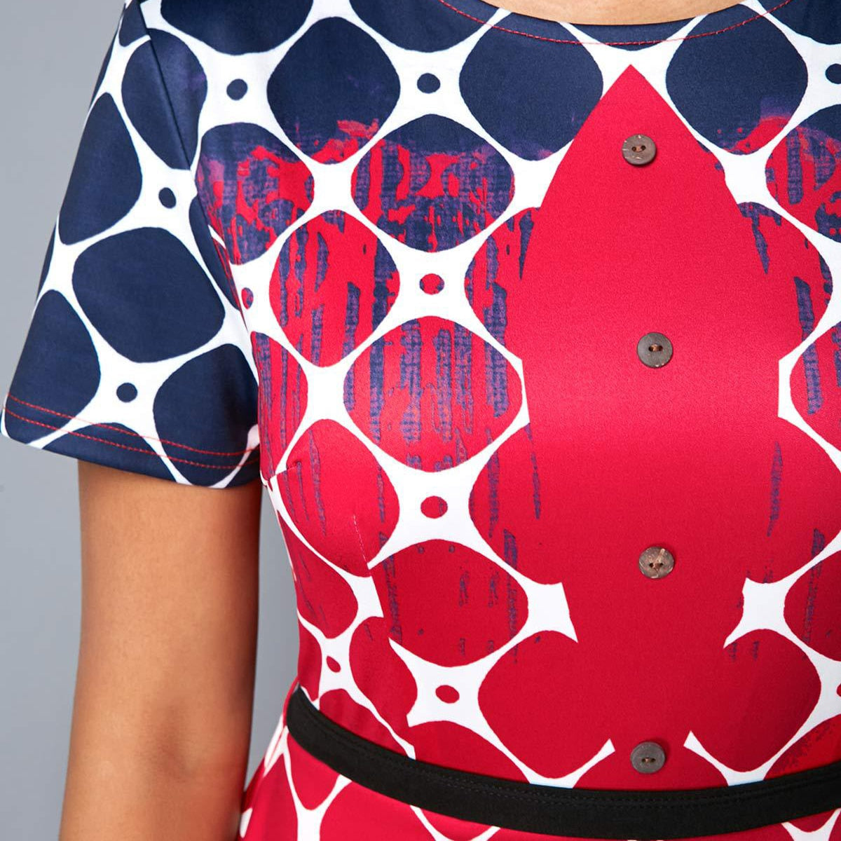 Damklänning Peplum O-hals Polyester för Kontor och Fina Tillfällen-5