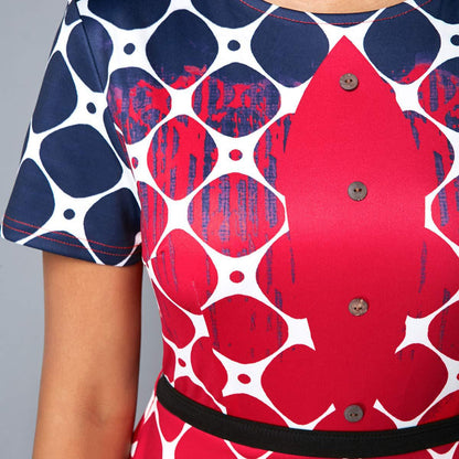 Damklänning Peplum O-hals Polyester för Kontor och Fina Tillfällen-5