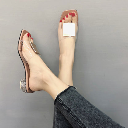 Dam Sandaler Låg Klack PVC med Gummisula för Komfort och Stil-6