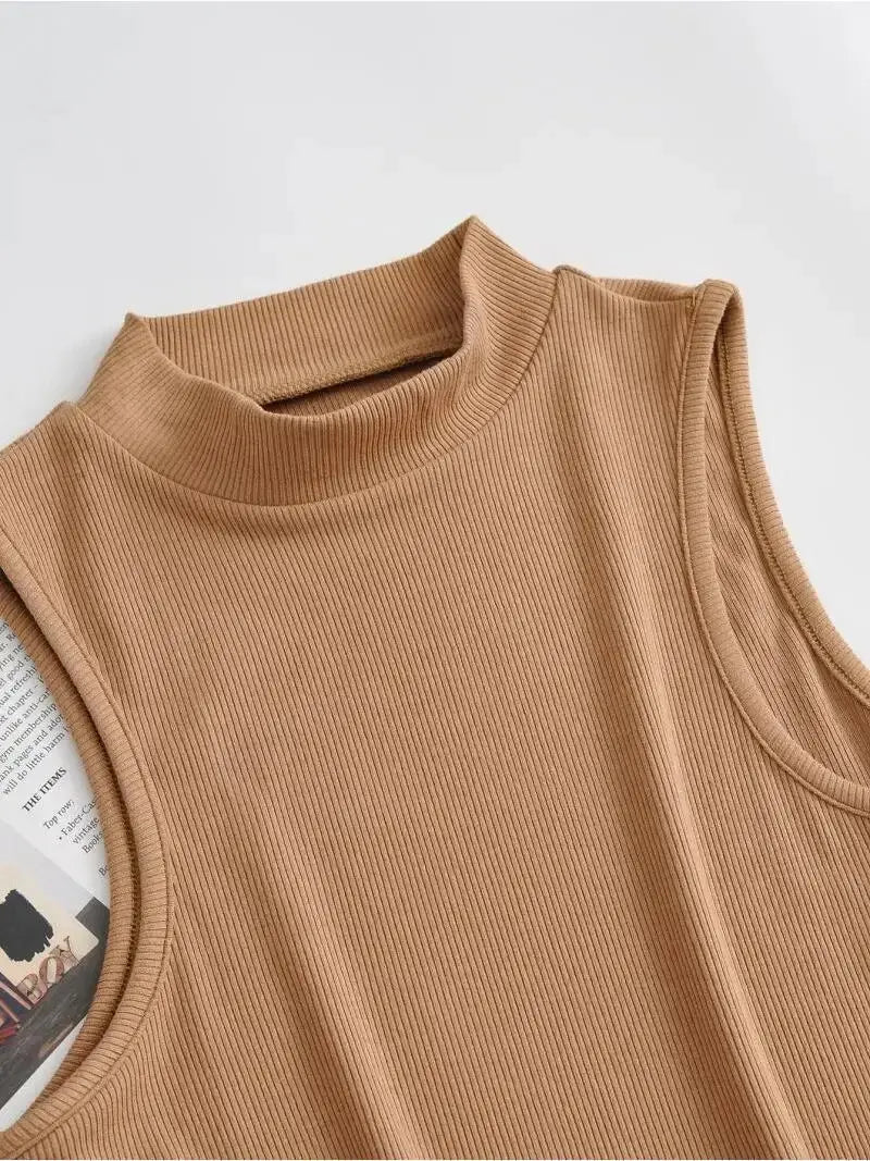 Kvinnors Sporttopp Hög Halsringning Figurnära Polyester Elastan-4