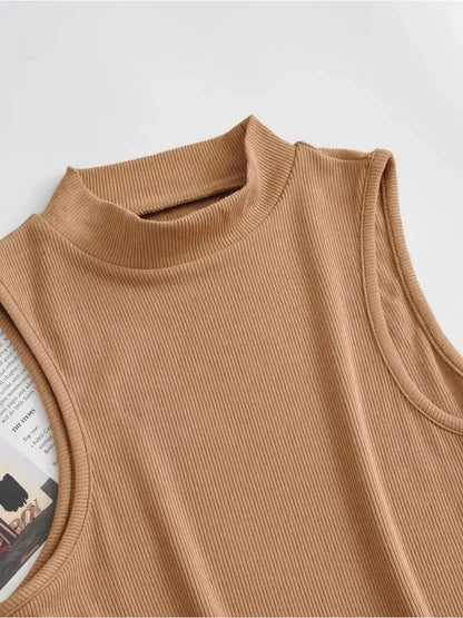 Kvinnors Sporttopp Hög Halsringning Figurnära Polyester Elastan-4