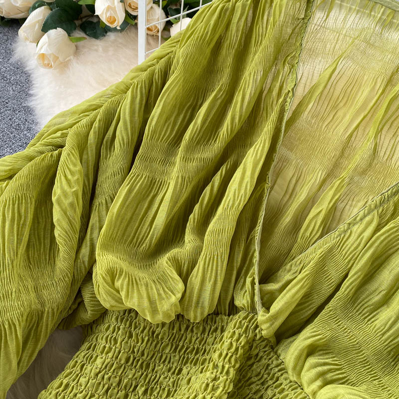 Dam Blus V-ringad Långärmad Polyester Med Puffärmar-5