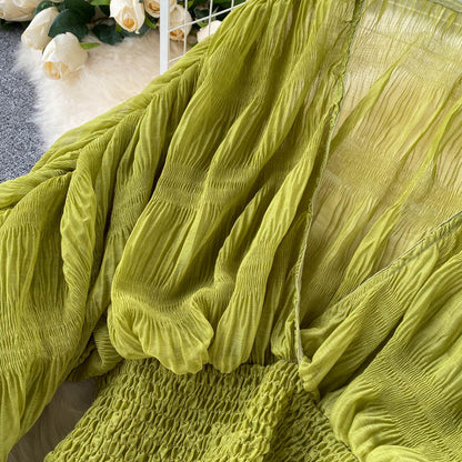 Dam Blus V-ringad Långärmad Polyester Med Puffärmar-5