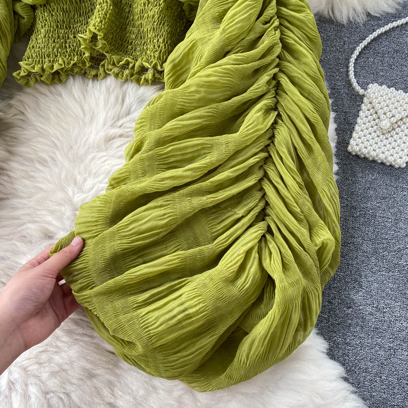 Dam Blus V-ringad Långärmad Polyester Med Puffärmar-6