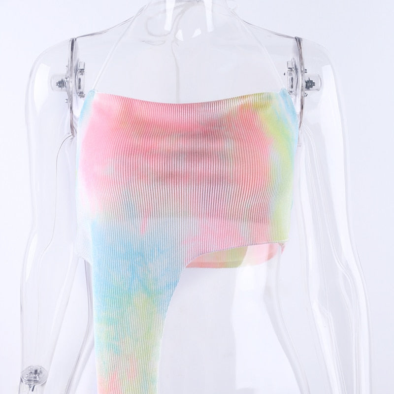 Festtoppar Dam Asymmetrisk Halter Top Polyester Spandex-3