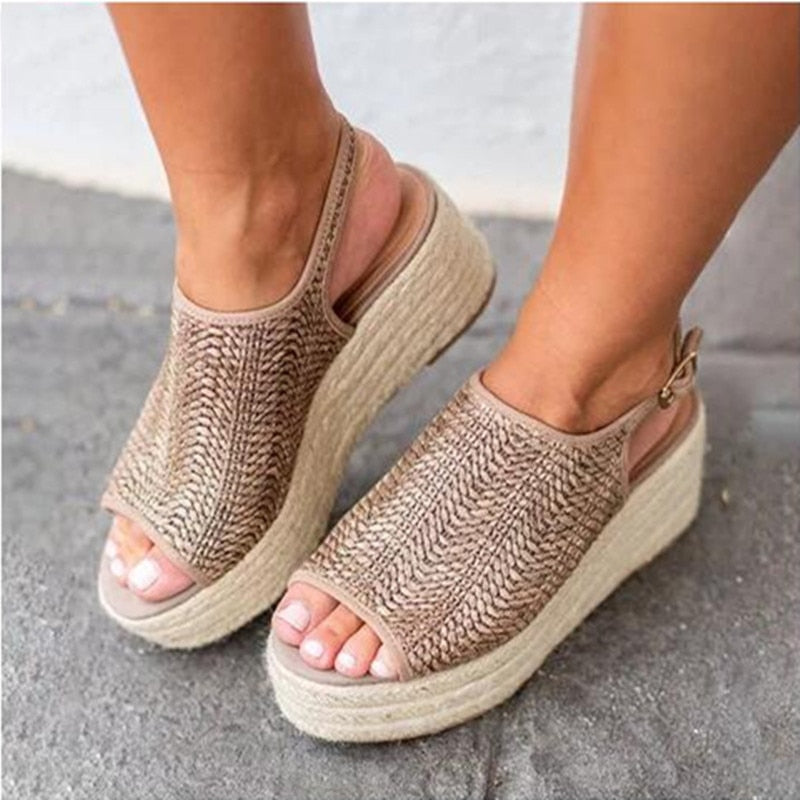Dam Sandaletter Med Klack i Mikrofiber och Plattform-3