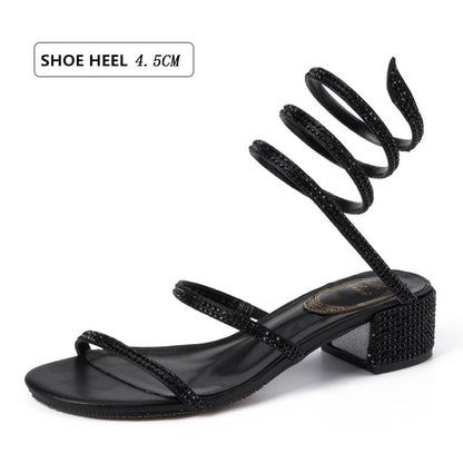 Dam Sandaler Platta med Ankelrem i Silke och Strass 3