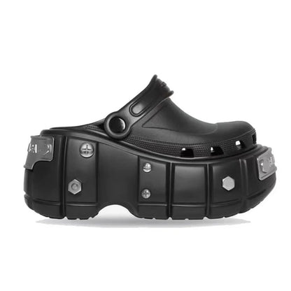 Dam Sandaler Plattform med Punknitar Syntetiskt Läder 7