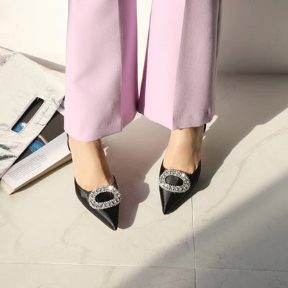 Dam Slingback Mules Satin med Strassdetaljer-2
