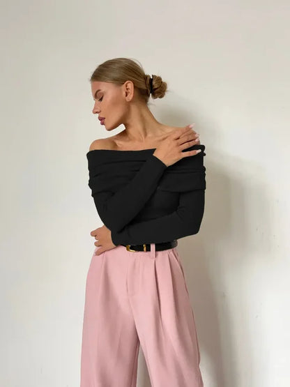 Dam Tröja Off Shoulder Långärmad Polyester 8