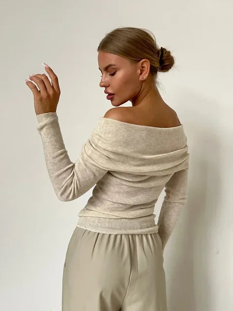 Dam Tröja Off Shoulder Långärmad Polyester 7