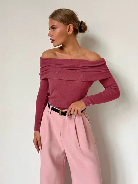 Dam Tröja Off Shoulder Långärmad Polyester 9