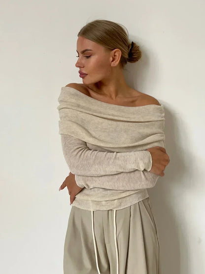 Dam Tröja Off Shoulder Långärmad Polyester 2